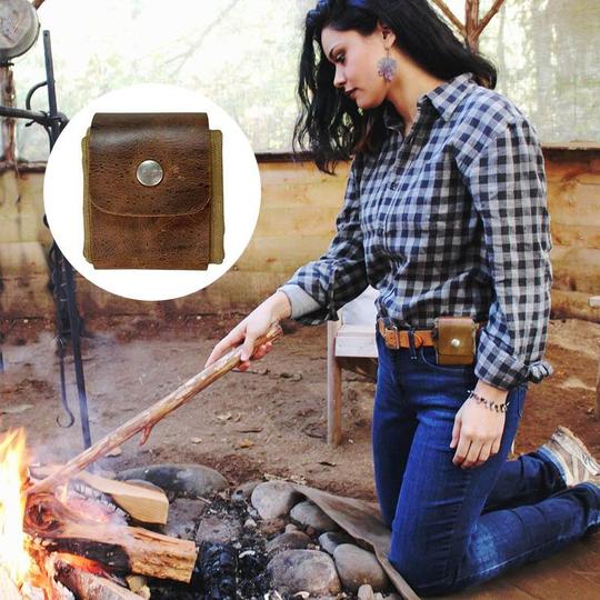 Leather and canvas bushcraft bag【🇮🇳COD + Local Stock ！！!】
